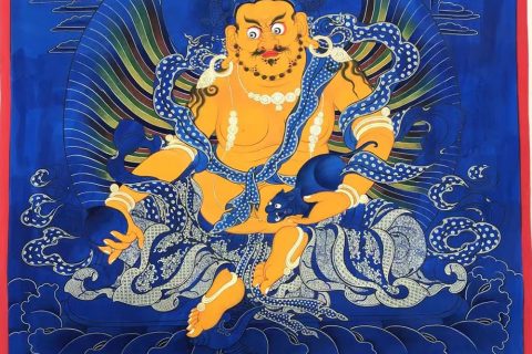 编号188-594874：蓝金唐卡-黄财神（60*45CM左右）