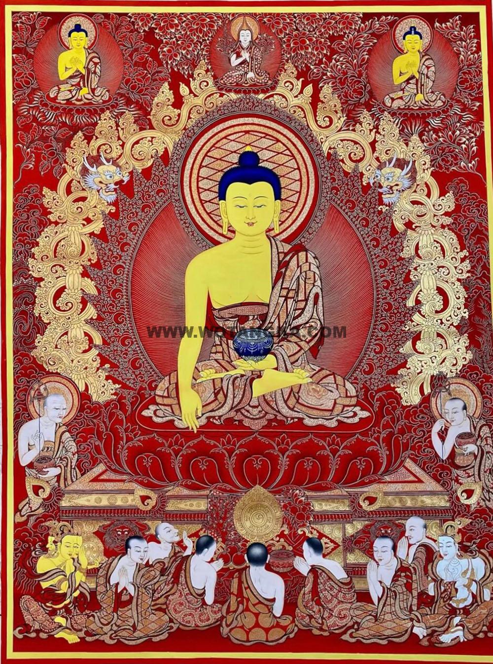 热贡-巴桑·画院:红金唐卡-释迦牟尼佛(80*60CM左右)