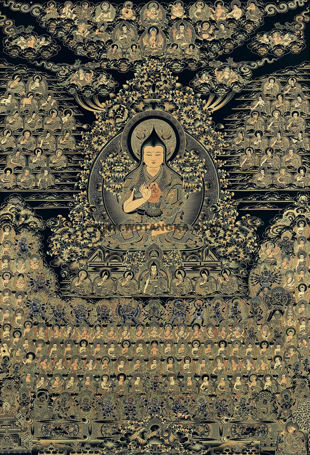 编号188-637309:黑金唐卡-宗喀巴大师·格鲁派皈依境(150*95CM左右)