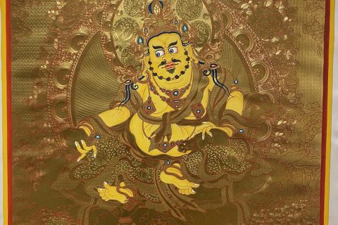 编号188-648372：黄金唐卡-黄财神·五方财神（100*70CM左右）