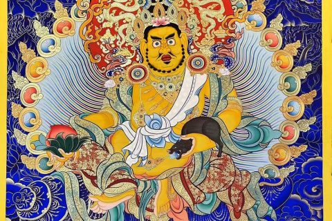 编号188-699133：蓝金唐卡-黄财神（80*60CM左右）