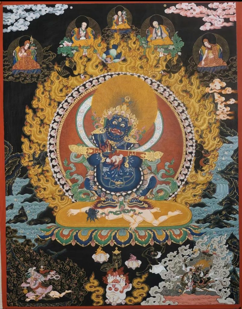 编号188-771275：黑金唐卡-二臂玛哈嘎拉·宝帐护法（80*60CM左右）