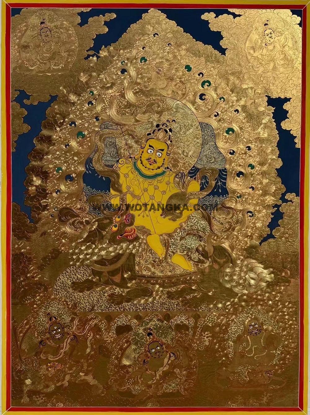 |已结缘·可定制|唐卡寄卖编号:JM·188-805799-财宝天王五方财神众金云净土财富供养图(金唐)