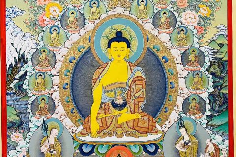 编号188-901398：彩绘唐卡-释迦牟尼佛·三十五佛（120*90CM左右）