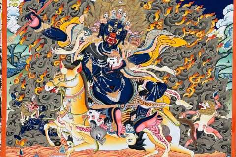 编号188-992589：彩绘唐卡-吉祥天母（100*70CM左右）