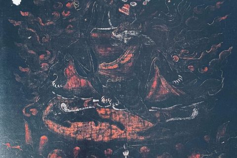 沃唐卡编号AC46850：黑袍护法