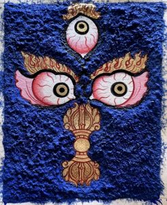 编号118-1032029：彩绘小唐卡-金刚手菩萨·佛头（长方形·5*4CM左右）