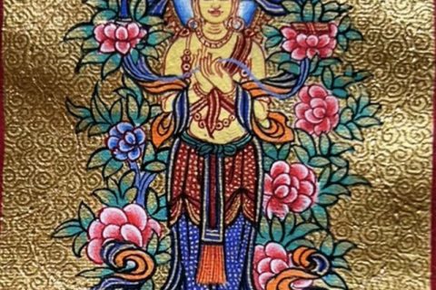 编号118-1216274：黄金小唐卡-文殊菩萨（长方形·5*4CM左右）