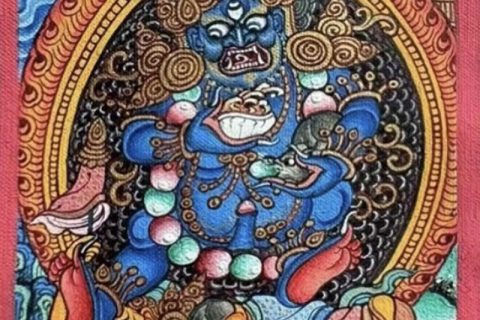 编号118-1323345：彩绘小唐卡-黑财神（长方形·5*4CM左右）