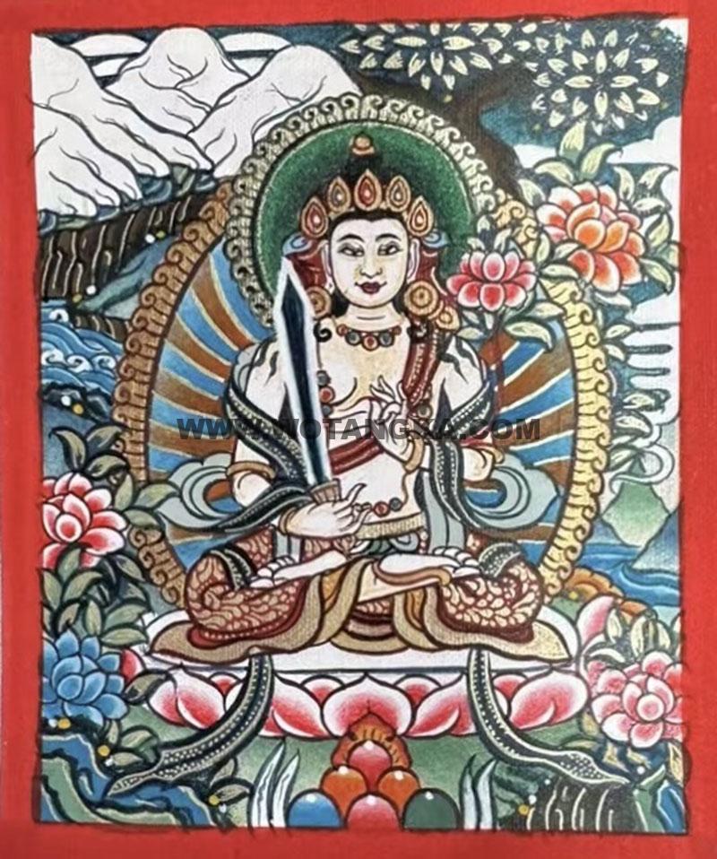 编号118-1707220：彩绘小唐卡-虚空藏菩萨（长方形·5*4CM左右）