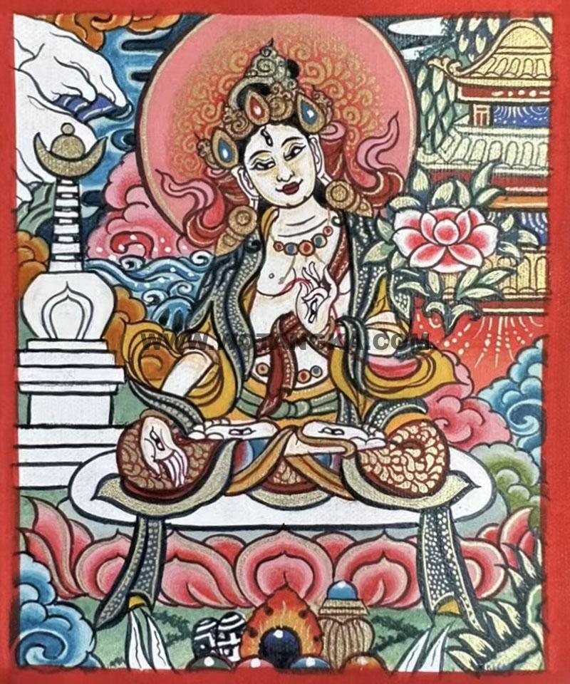 编号118-2078531：彩绘小唐卡-白度母（长方形·5*4CM左右）