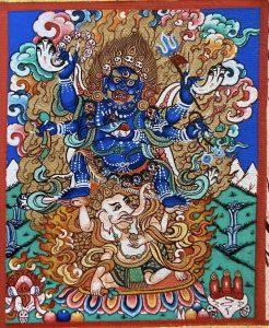 编号118-3764023：彩绘小唐卡-六臂玛哈嘎拉（长方形·5*4CM左右）