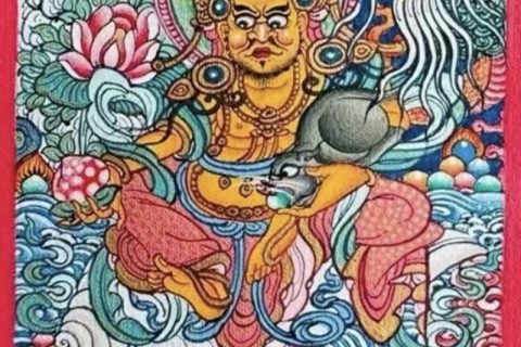 编号118-4884743：彩绘小唐卡-黄财神（长方形·5*4CM左右）