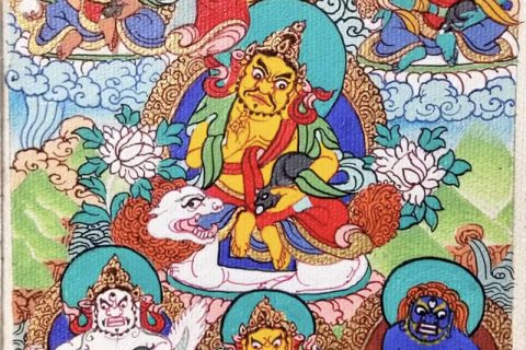 编号118-5039232：彩绘小唐卡-财宝天王·五方财神（长方形·5*4CM左右）