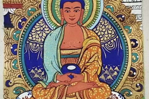 编号118-5056356：彩绘小唐卡-阿弥陀佛（长方形·5*4CM左右）