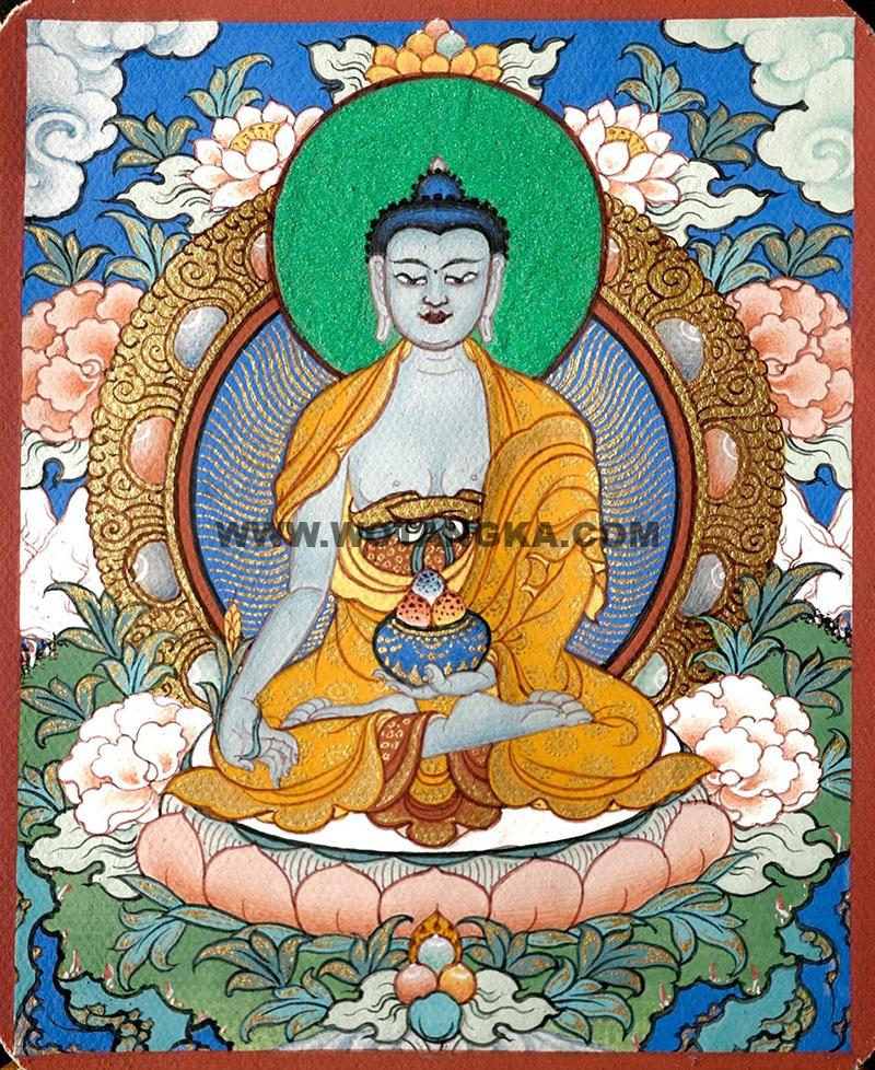 编号118-5581200：彩绘小唐卡-药师佛（长方形·5*4CM左右）