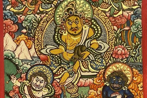 编号118-5847691：彩绘小唐卡-五方财神（长方形·5*4CM左右）
