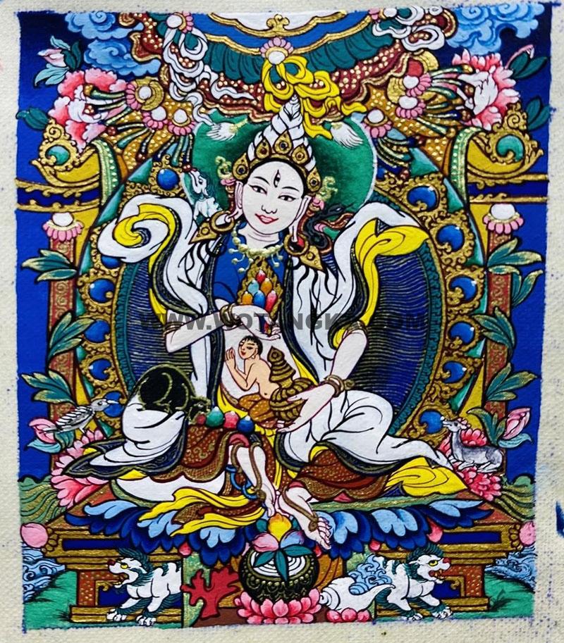 编号118-6482245：彩绘小唐卡-鬼子母（长方形·5*4CM左右）