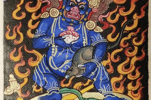 编号118-6810833：彩绘小唐卡-黑财神（长方形·5*4CM左右）