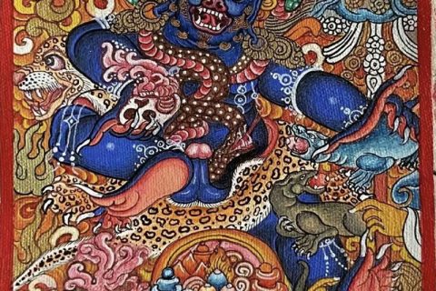 编号118-6889603：彩绘小唐卡-黑财神（长方形·5*4CM左右）