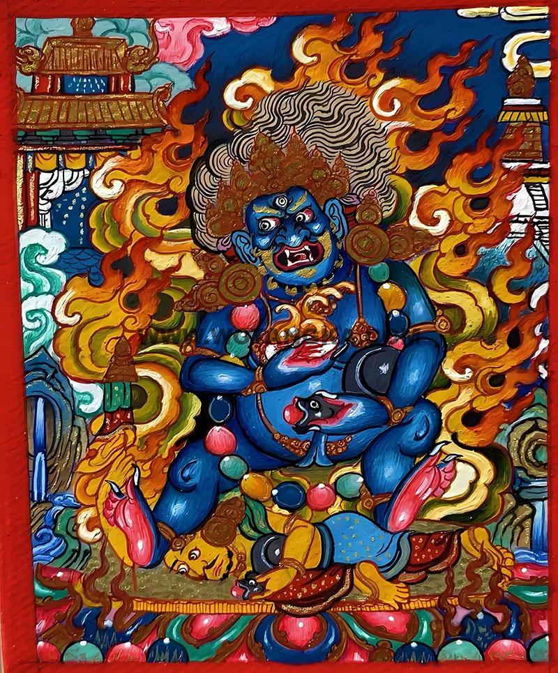 编号118-6894000：彩绘小唐卡-黑财神（长方形·5*4CM左右）
