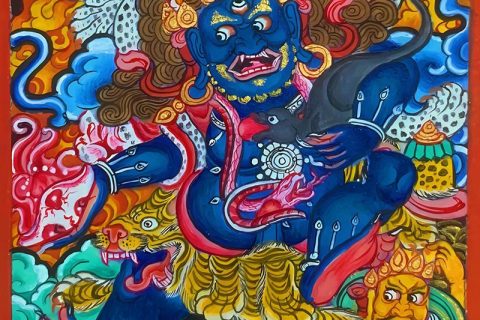 编号118-7066630：彩绘小唐卡-黑财神（长方形·5*4CM左右）