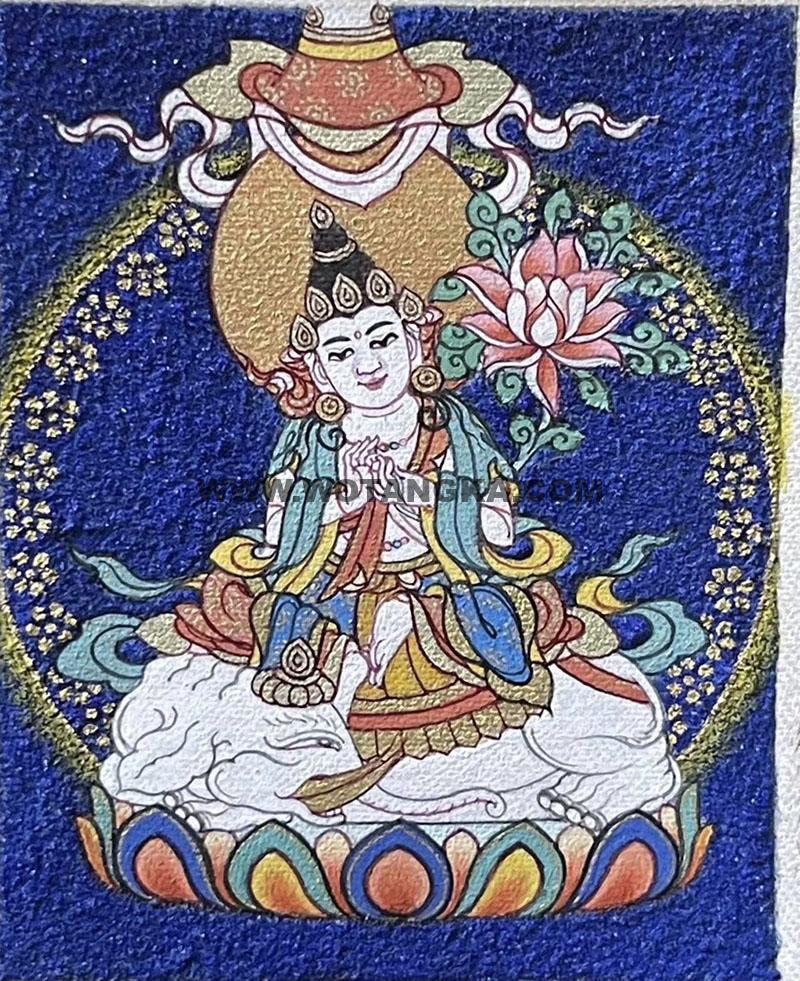 编号118-7210692：彩绘小唐卡-骑象普贤菩萨（长方形·5*4CM左右）