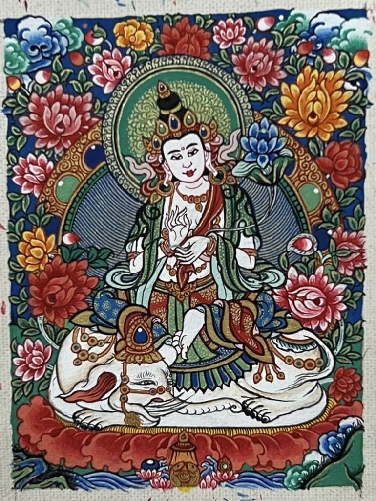 编号118-7325005：彩绘小唐卡-骑象普贤菩萨（长方形·5*4CM左右）