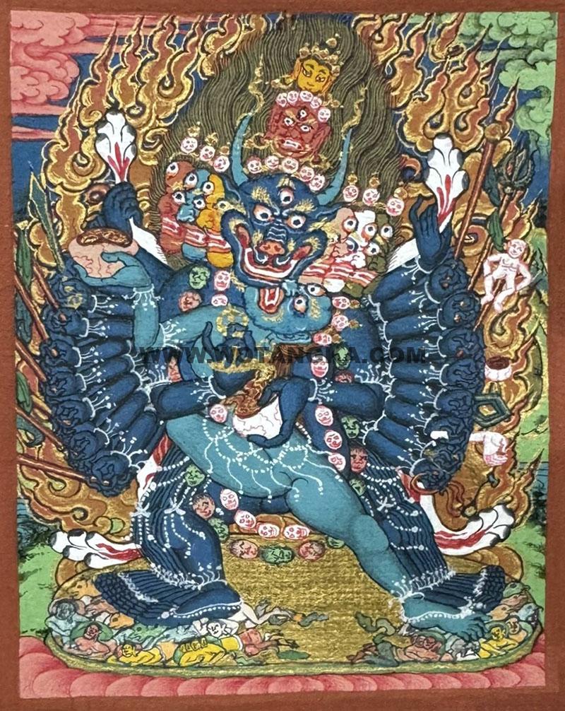 编号118-7657757：彩绘小唐卡-大威德金刚（长方形·5*4CM左右）