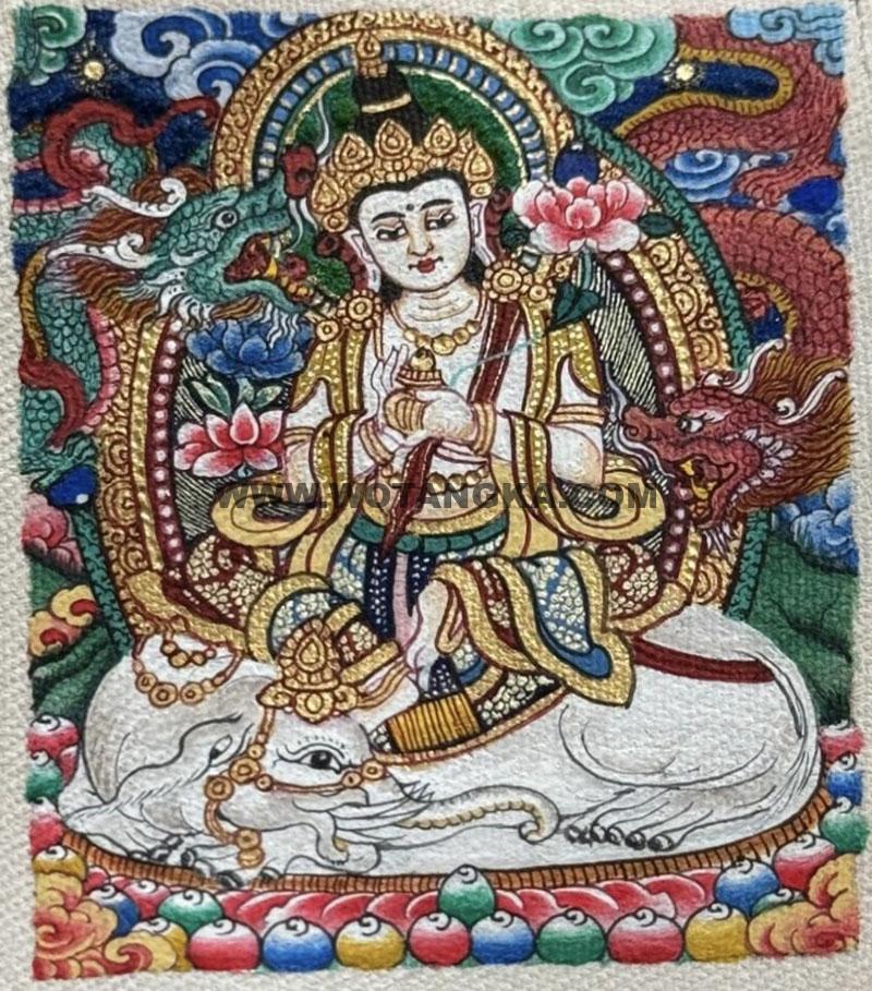 编号118-8033165：彩绘小唐卡-骑象普贤菩萨（长方形·5*4CM左右）