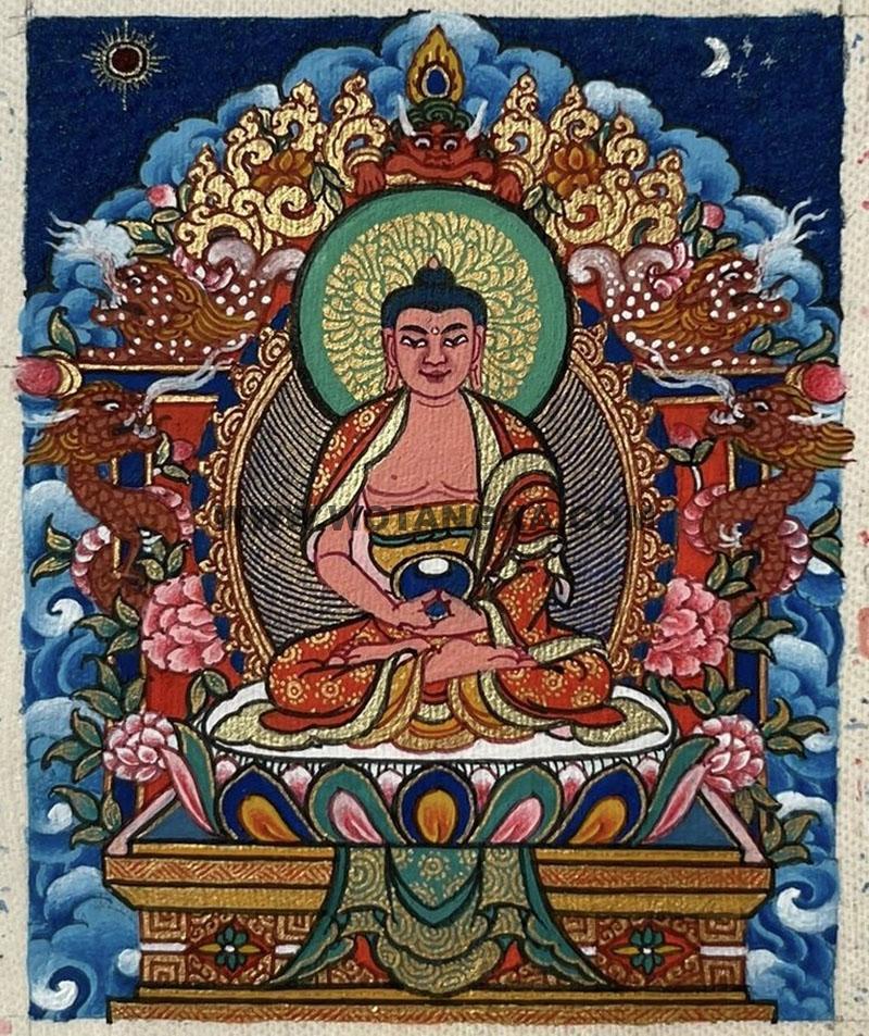 编号118-8258783：彩绘小唐卡-阿弥陀佛（长方形·5*4CM左右）