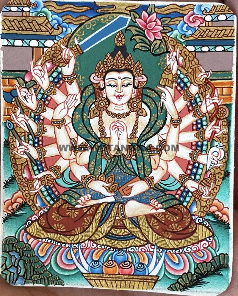 编号118-8721157：彩绘小唐卡-准提佛母（长方形·5*4CM左右）