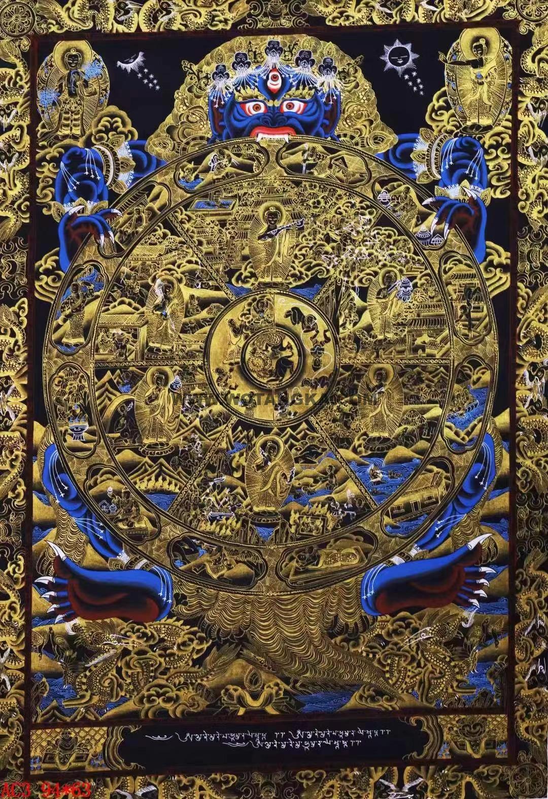 编号138-132242：黑金唐卡-六道轮回（94*63CM左右）