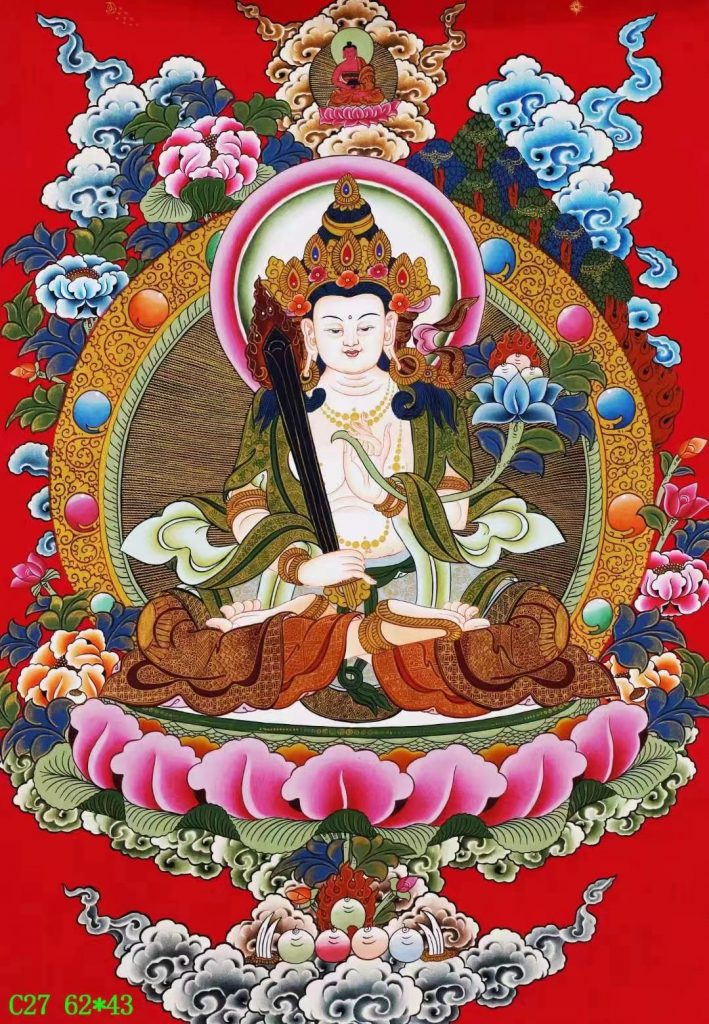 编号138-174359：红金唐卡-虚空藏菩萨（62*43CM左右）