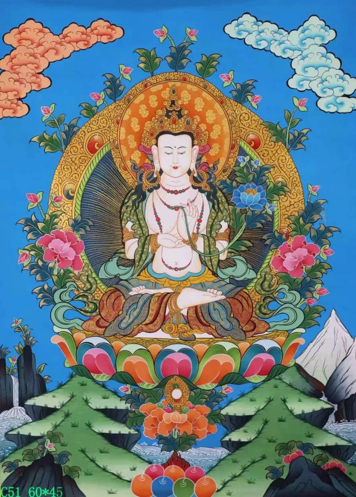 编号138-244969：彩绘唐卡-大势至菩萨（60*45CM左右）