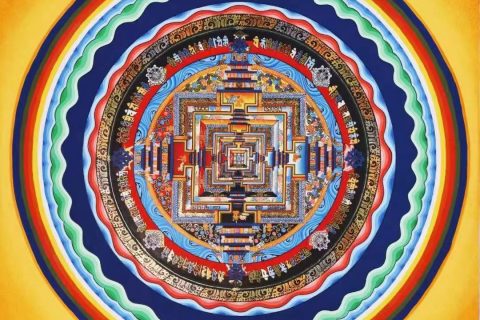 编号138-256162：彩绘唐卡-时轮金刚坛城（40*40CM左右）