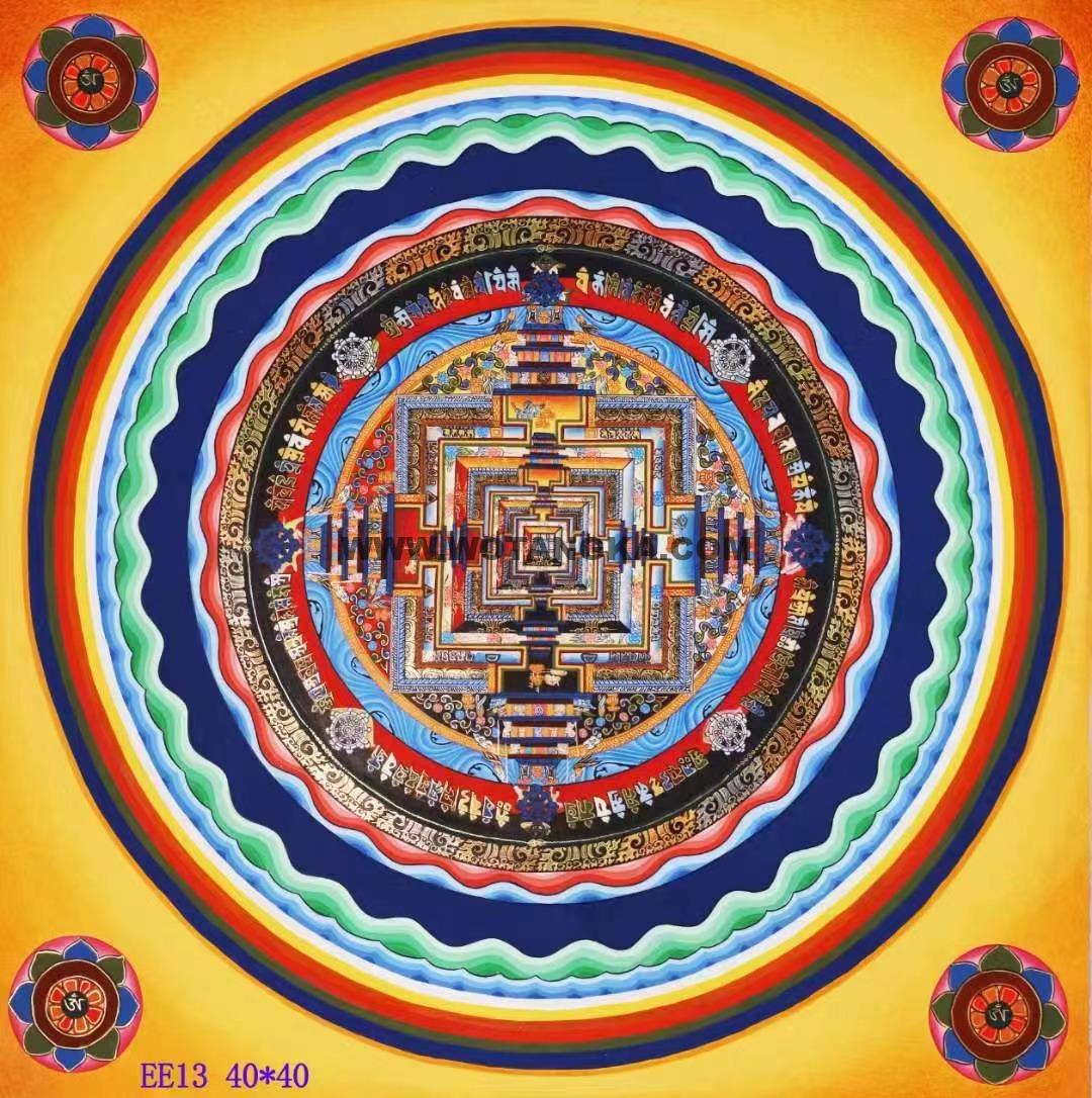 编号138-256162：彩绘唐卡-时轮金刚坛城（40*40CM左右）