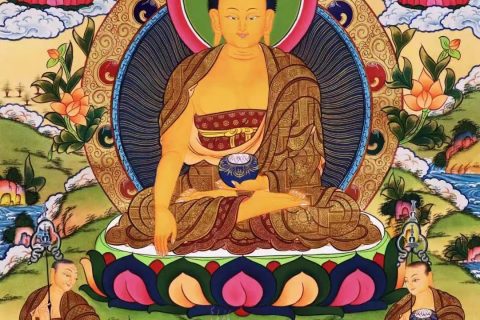 编号138-306776：彩绘唐卡-释迦牟尼佛（75*53CM左右）