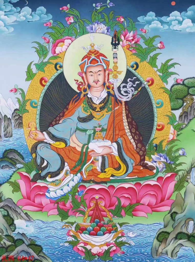 编号138-314478：彩绘唐卡-莲花生大士（64*47CM左右）