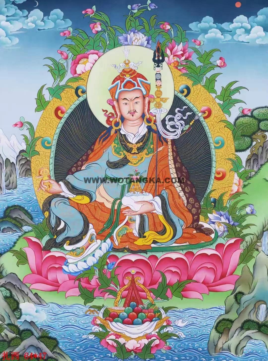 编号138-314478:彩绘唐卡-莲花生大士(64*47CM左右)