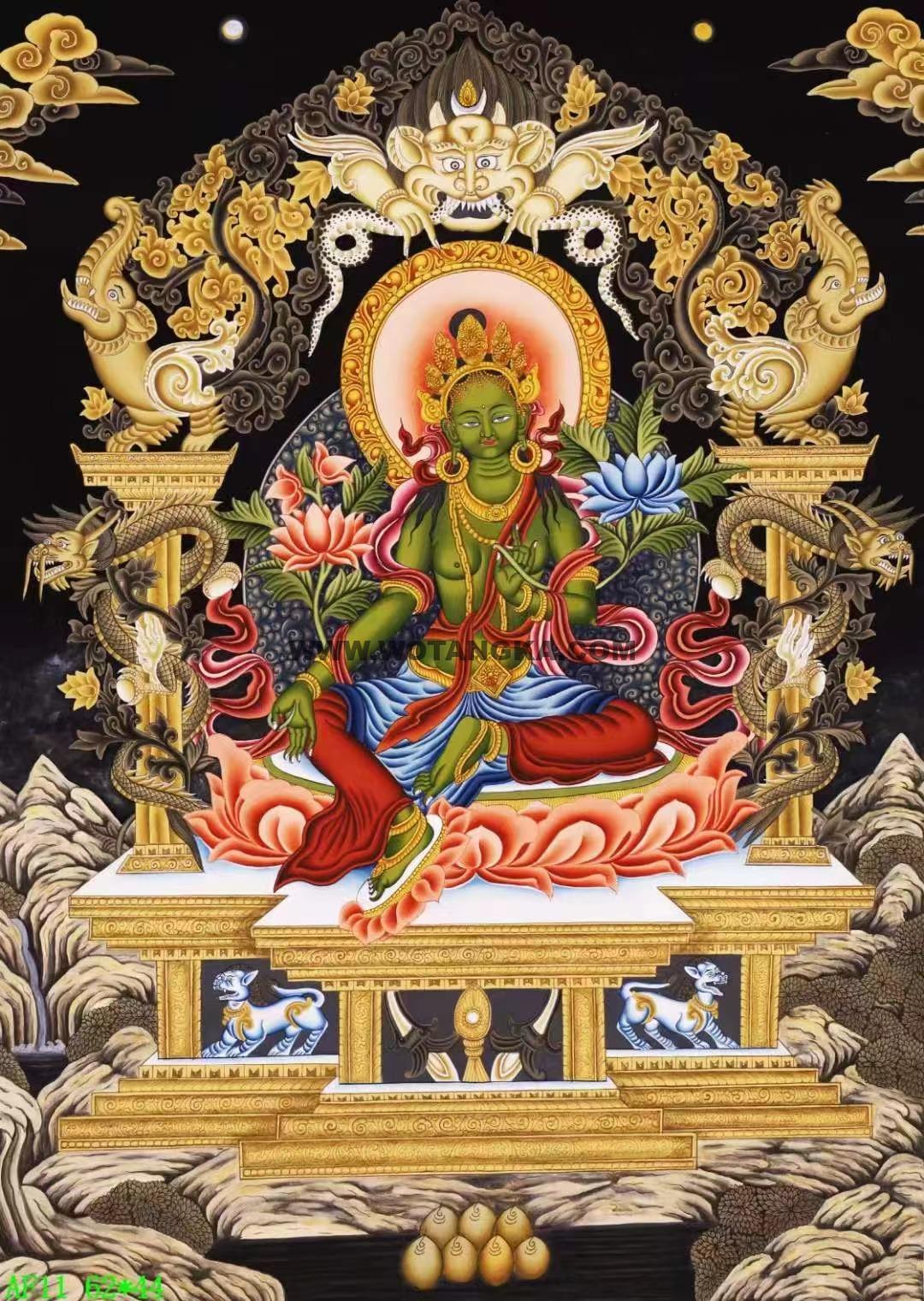 编号138-326386：彩绘唐卡-绿度母（62*44CM左右）