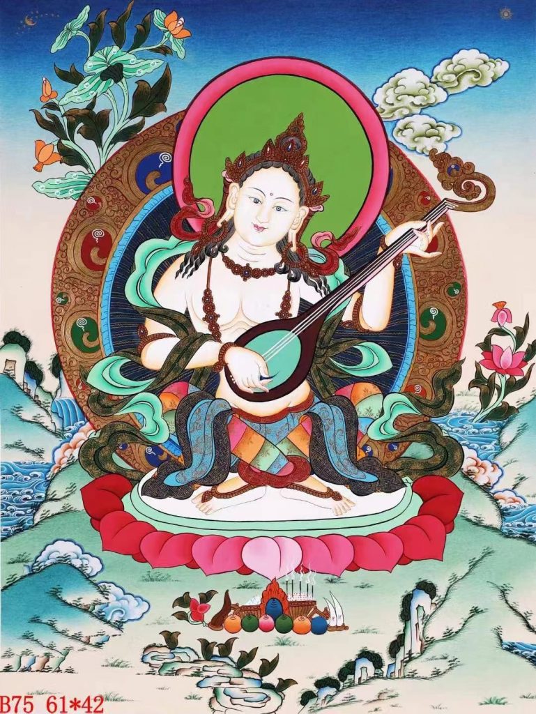 编号138-372733：彩绘唐卡-妙音天女（61*42CM左右）