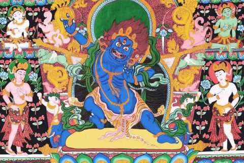 编号138-383704：彩绘唐卡-金刚手菩萨（76*59CM左右）