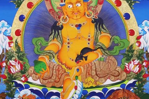 编号138-408367：彩绘唐卡-黄财神·五方财神（149*105CM左右）