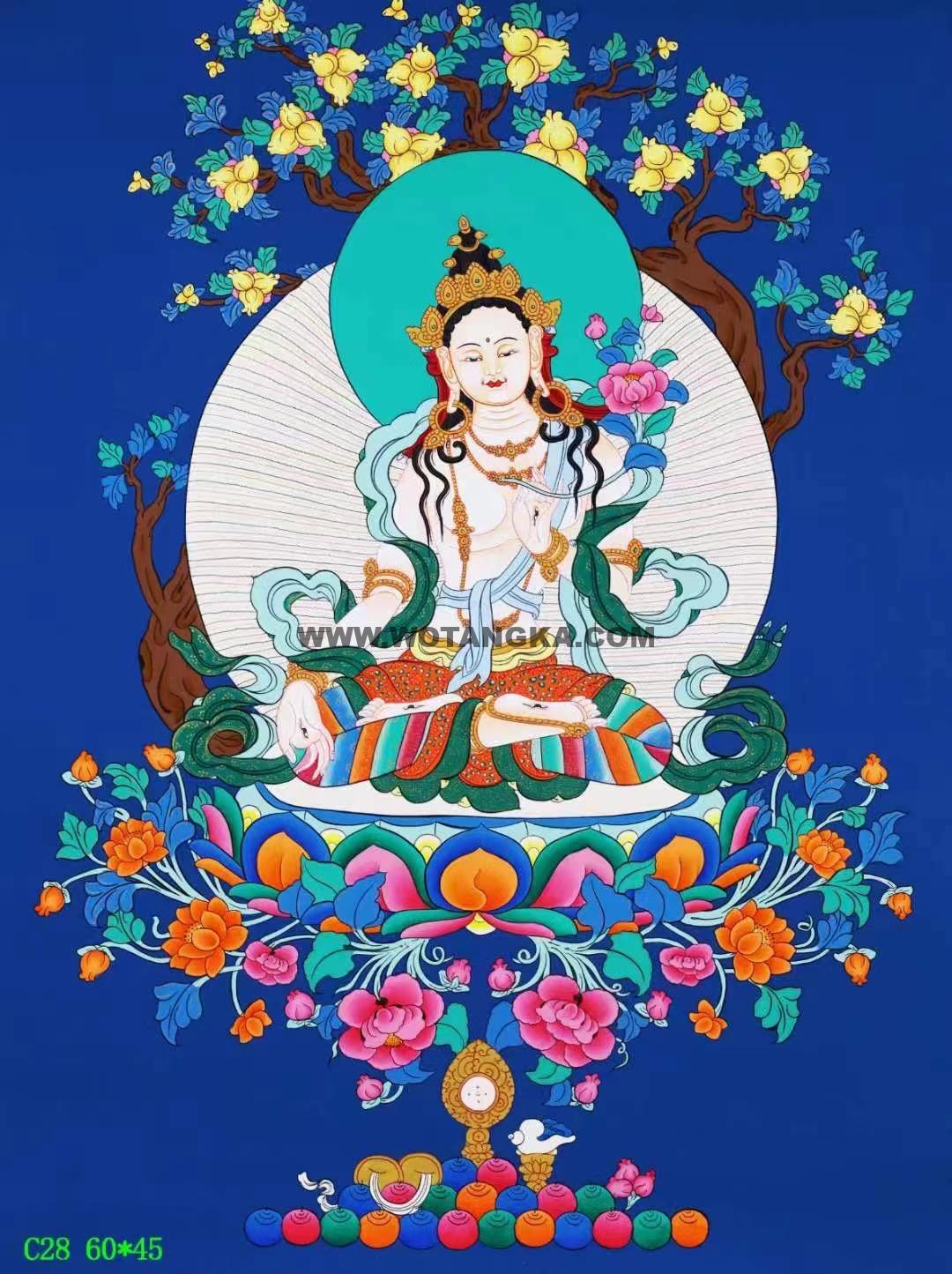 编号138-413542:彩绘唐卡-白度母(60*45CM左右)