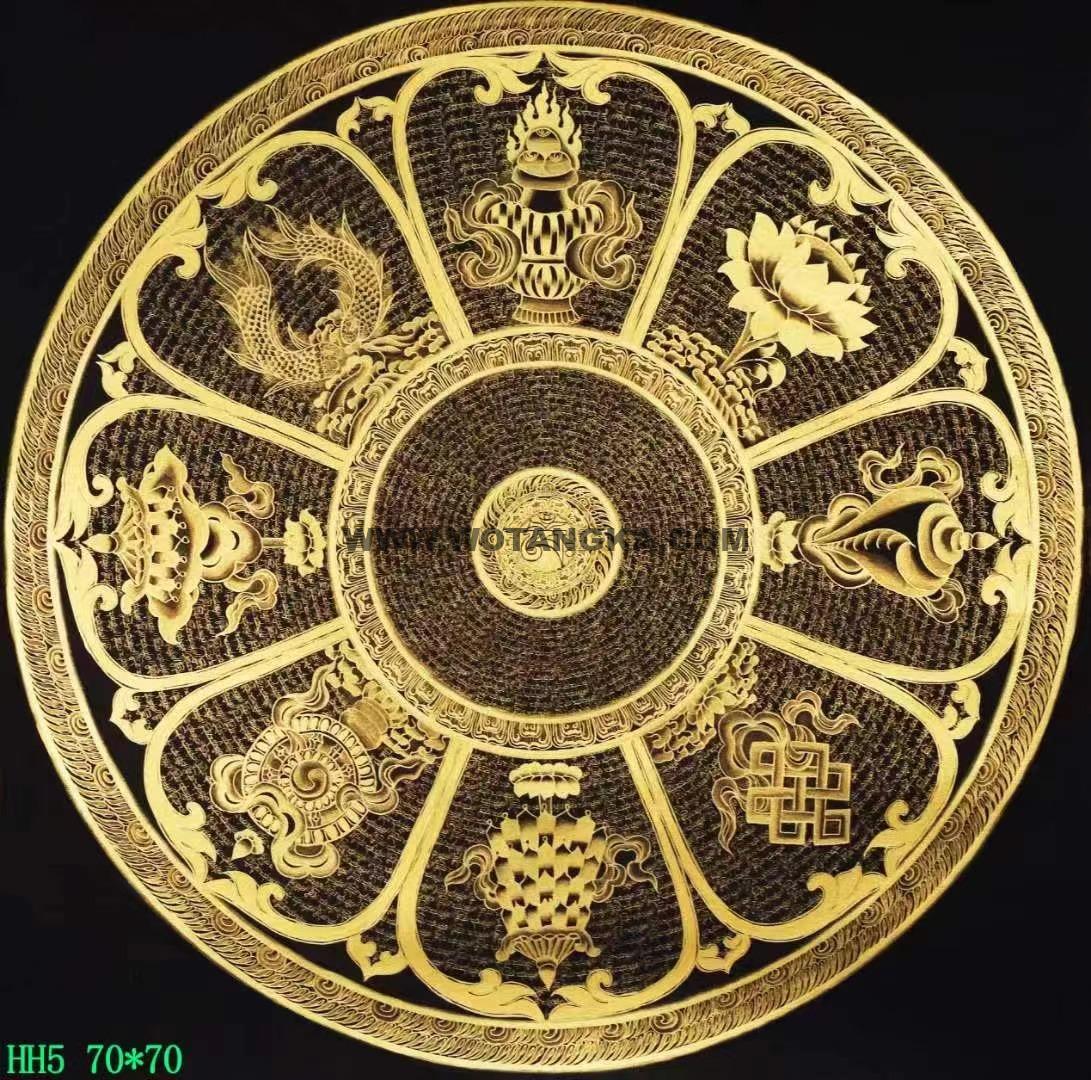 编号138-437461:黑金唐卡-吉祥八宝坛城(70*70CM左右)