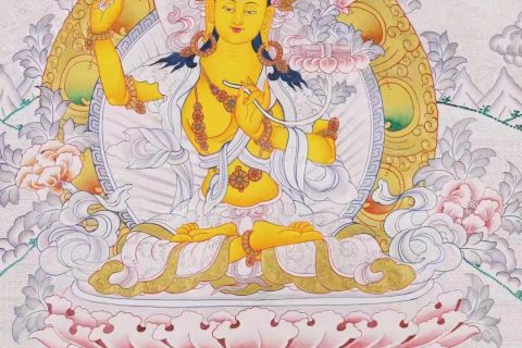 编号138-440732：白银唐卡-文殊菩萨·三怙主（73*51CM左右）