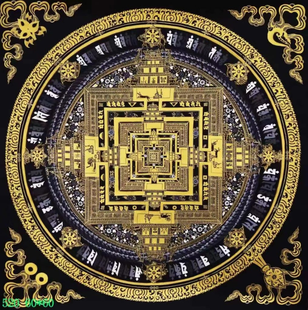 编号138-443368：黑金唐卡-时轮金刚坛城（60*60CM左右）