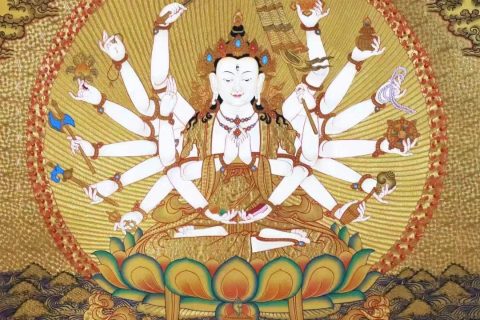 编号138-456221：黄金唐卡-准提佛母（62*47CM左右）