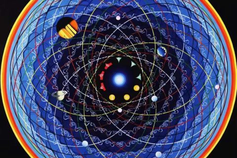 编号138-482534：彩绘唐卡-宇宙冥想坛城（70*70CM左右）